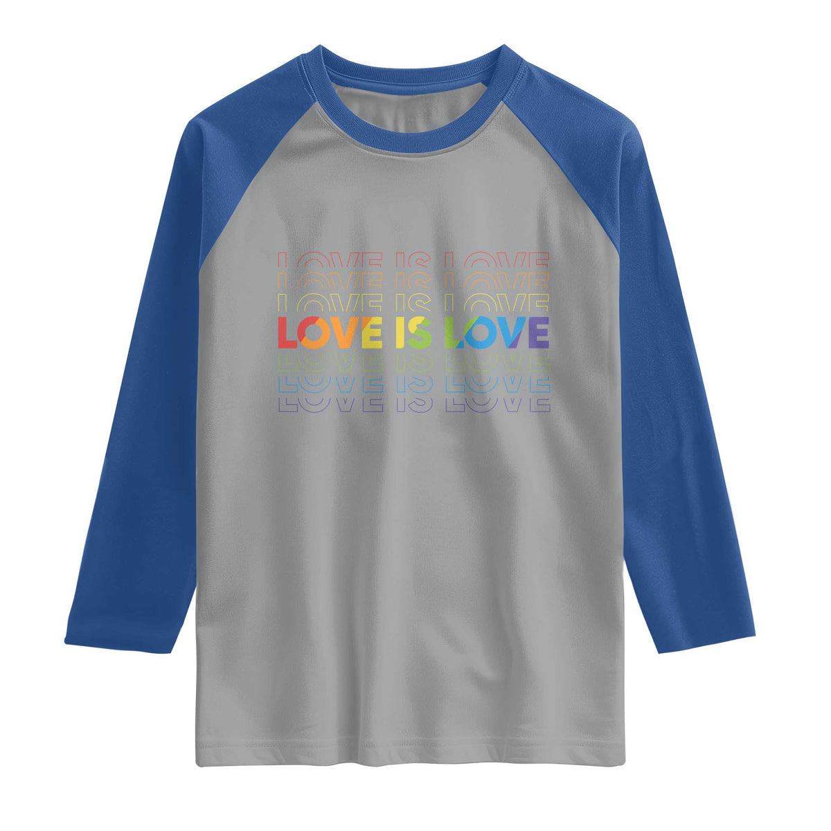 Love Is Love Rainbow Typography Raglan Shirt LGBTQ Support Gift TS12 Sport Gray Royal Print Your Wear