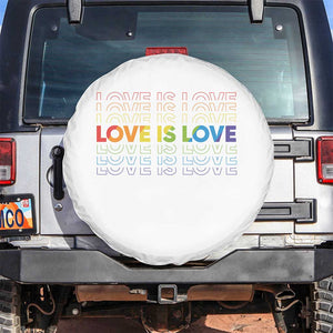 Love Is Love Rainbow Typography Spare Tire Cover LGBTQ Support Gift TS12 No hole White Print Your Wear