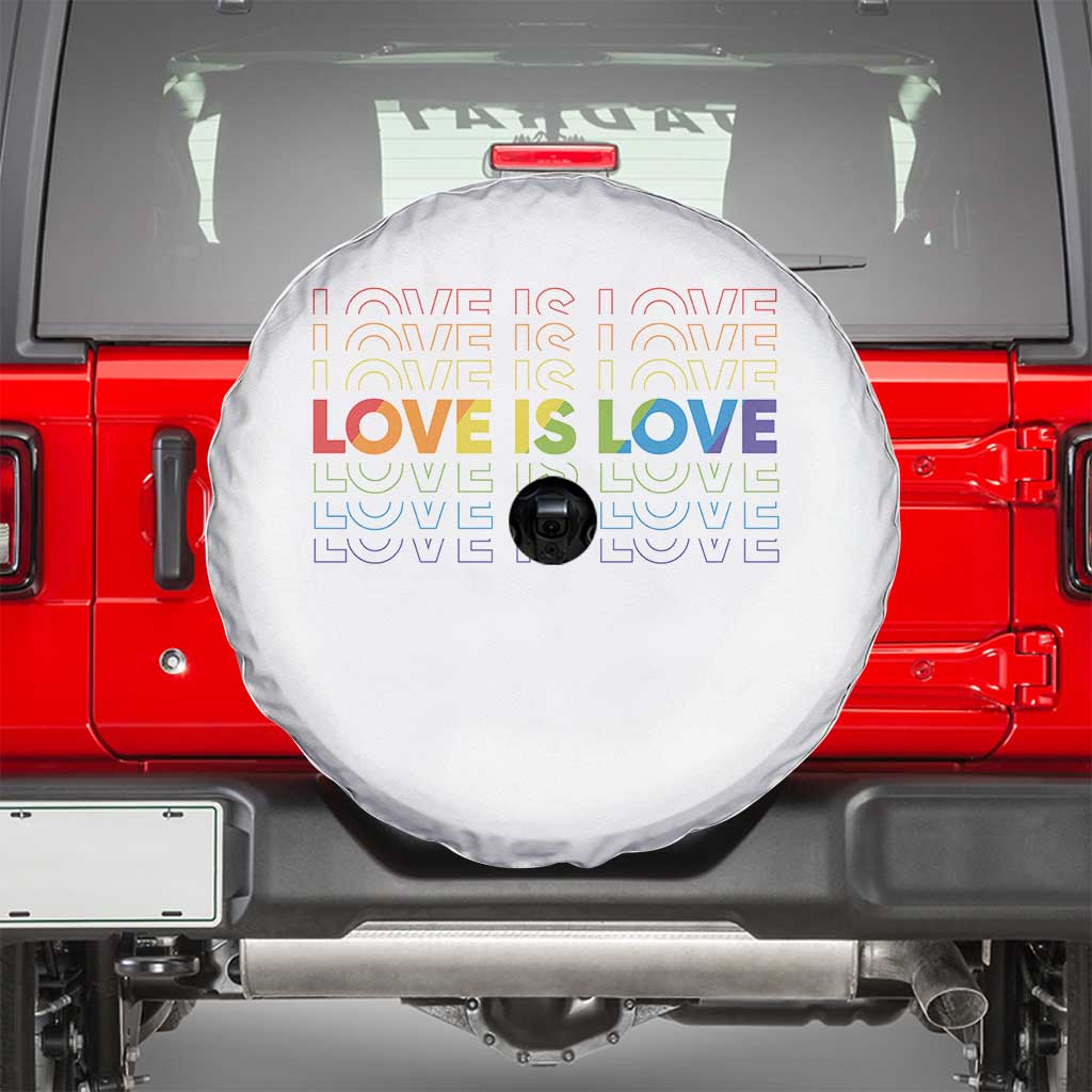 Love Is Love Rainbow Typography Spare Tire Cover LGBTQ Support Gift TS12 White Print Your Wear