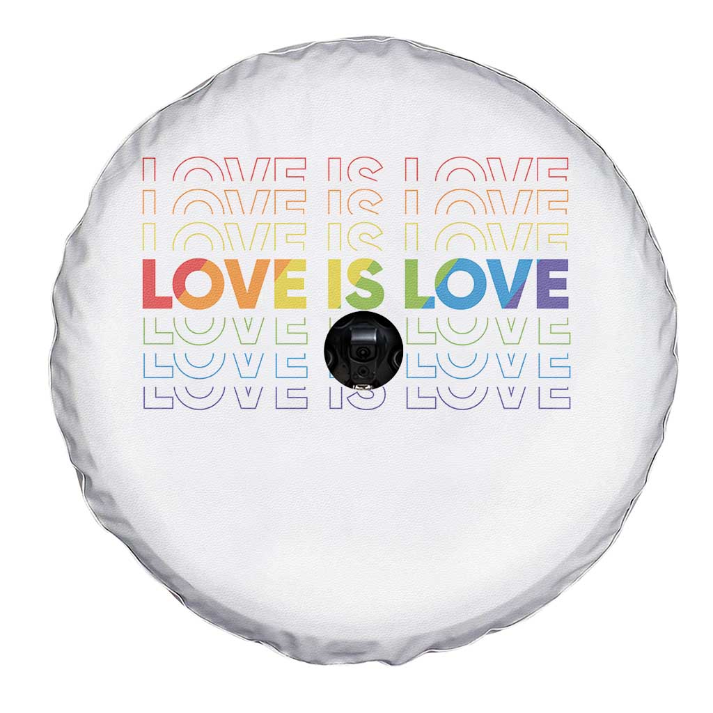 Love Is Love Rainbow Typography Spare Tire Cover LGBTQ Support Gift TS12 Print Your Wear