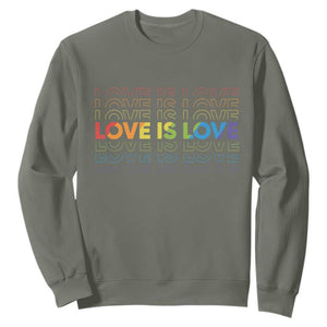 Love Is Love Rainbow Typography Sweatshirt LGBTQ Support Gift TS12 Military Green Print Your Wear