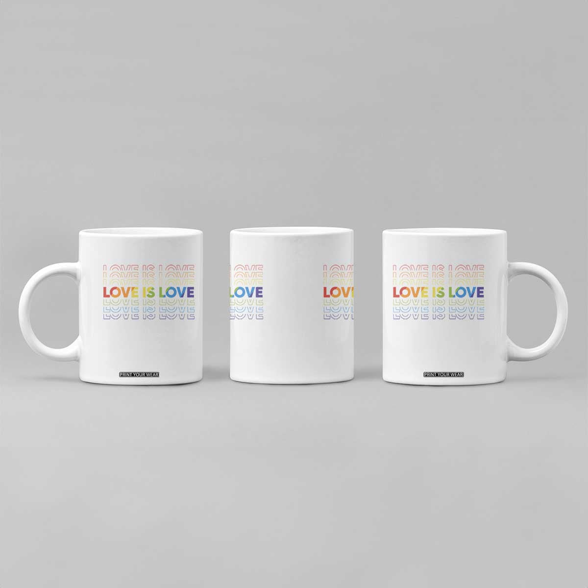 Love Is Love Rainbow Typography Coffee Mug LGBTQ Support Gift TS12 Print Your Wear