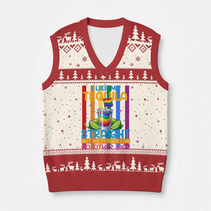 I Like My Tequila Straight But My Friends Go Either Way V-Neck Knit Sweater Vest Funny LGBTQ Drinking TS12 Beige Red Print Your Wear