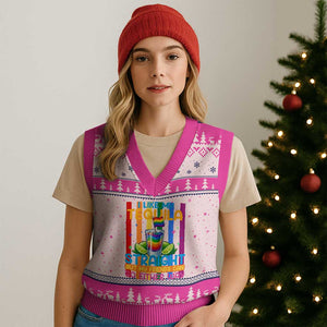 I Like My Tequila Straight But My Friends Go Either Way V-Neck Knit Sweater Vest Funny LGBTQ Drinking TS12 Hot Pink Print Your Wear