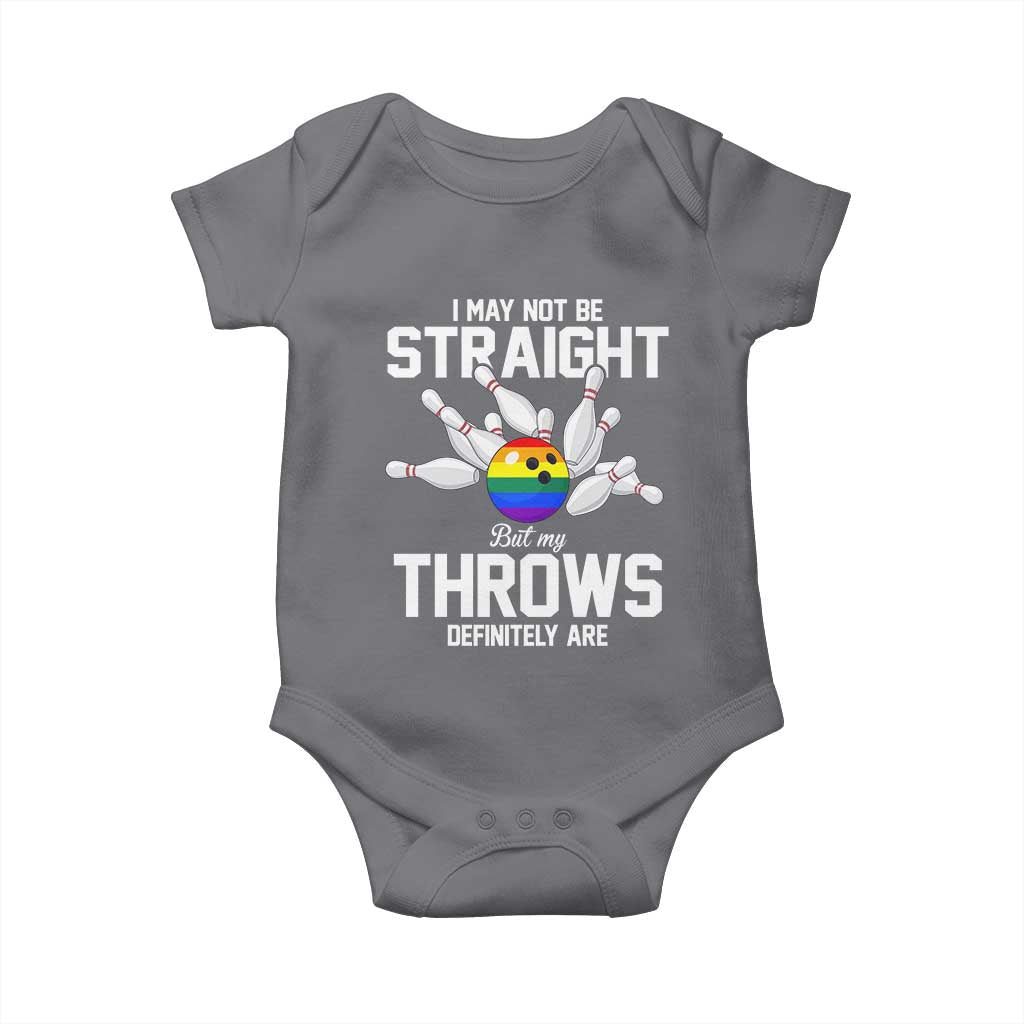 Funny LGBTQ Bowling Baby Onesie I May Not Be Straight But My Throws Are TS12 Charcoal Print Your Wear