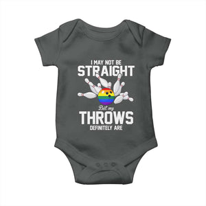 Funny LGBTQ Bowling Baby Onesie I May Not Be Straight But My Throws Are TS12 Dark Heather Print Your Wear