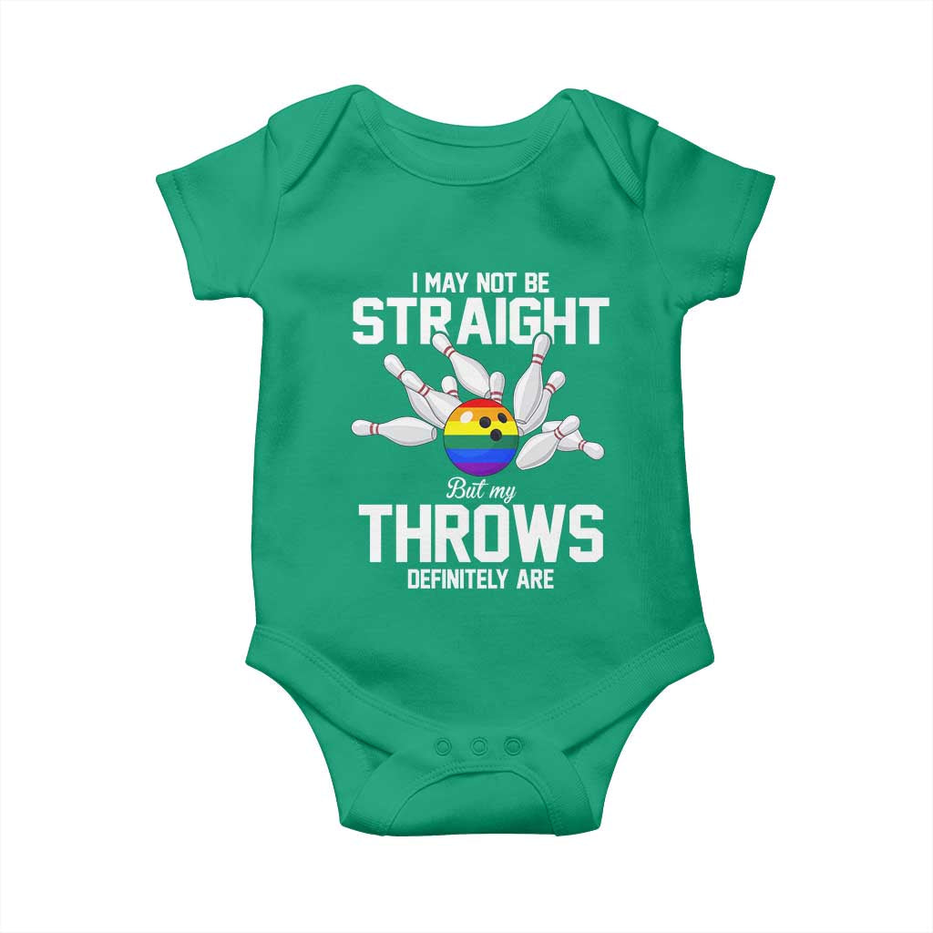 Funny LGBTQ Bowling Baby Onesie I May Not Be Straight But My Throws Are TS12 Irish Green Print Your Wear