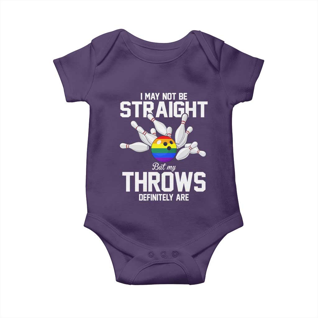 Funny LGBTQ Bowling Baby Onesie I May Not Be Straight But My Throws Are TS12 Purple Print Your Wear