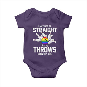 Funny LGBTQ Bowling Baby Onesie I May Not Be Straight But My Throws Are TS12 Purple Print Your Wear