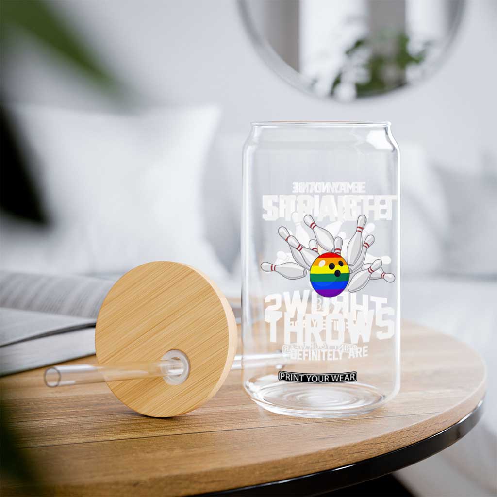 Funny LGBTQ Bowling Glass Can I May Not Be Straight But My Throws Are
