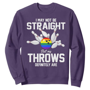 Funny LGBTQ Bowling Sweatshirt I May Not Be Straight But My Throws Are