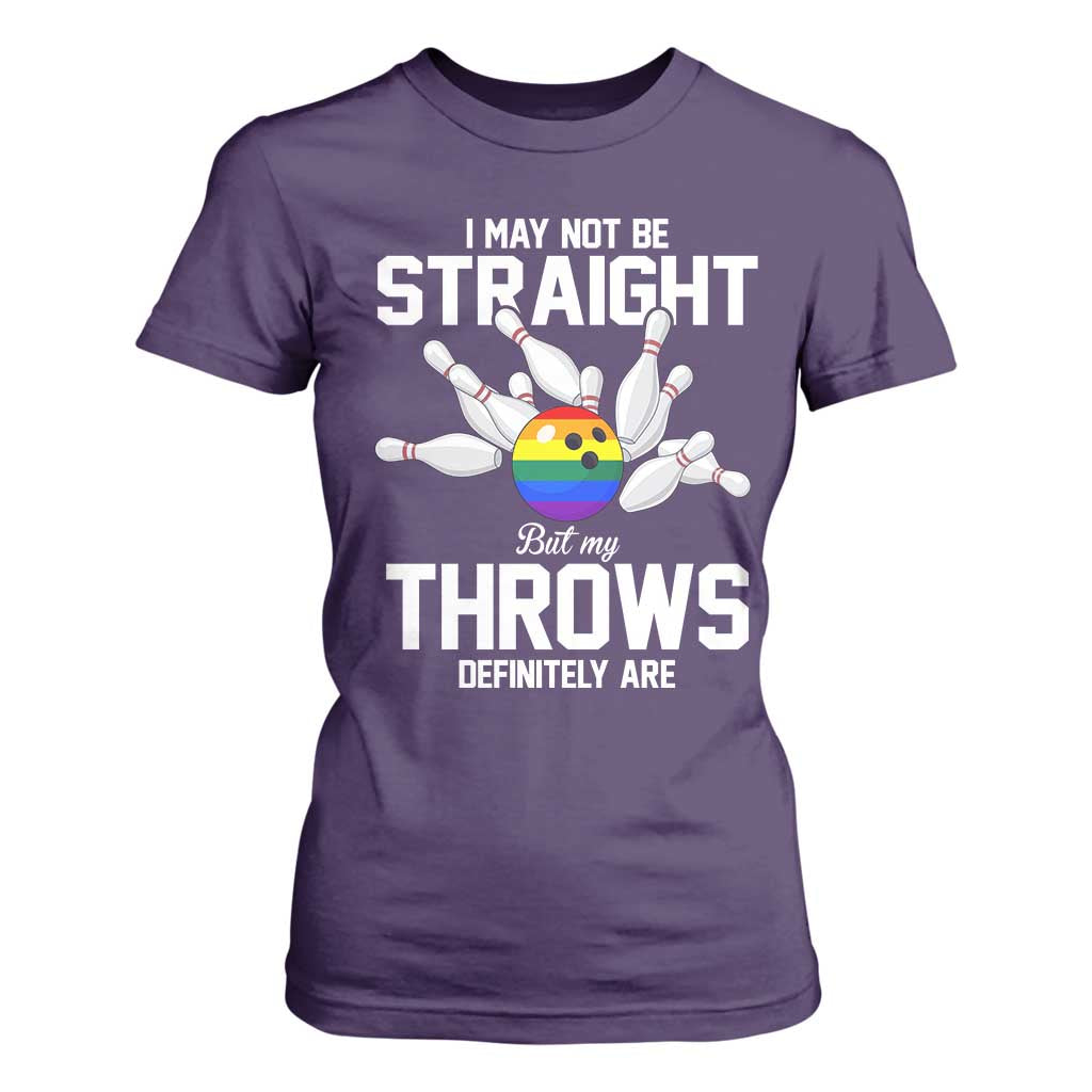 Funny LGBTQ Bowling T Shirt For Women I May Not Be Straight But My Throws Are TS12 Purple Print Your Wear