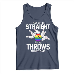 Funny LGBTQ Bowling Tank Top I May Not Be Straight But My Throws Are TS12 Navy Print Your Wear