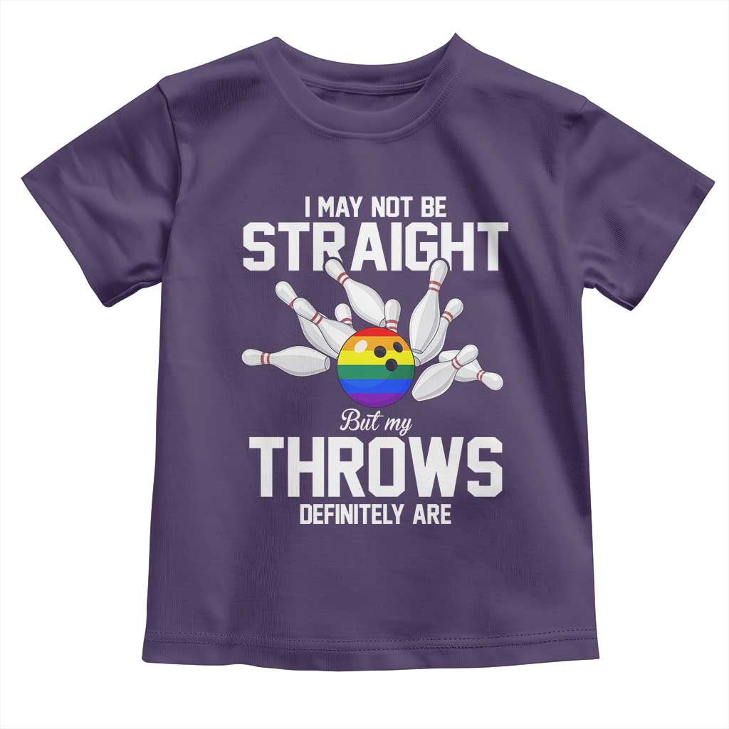 Funny LGBTQ Bowling Toddler T Shirt I May Not Be Straight But My Throws Are