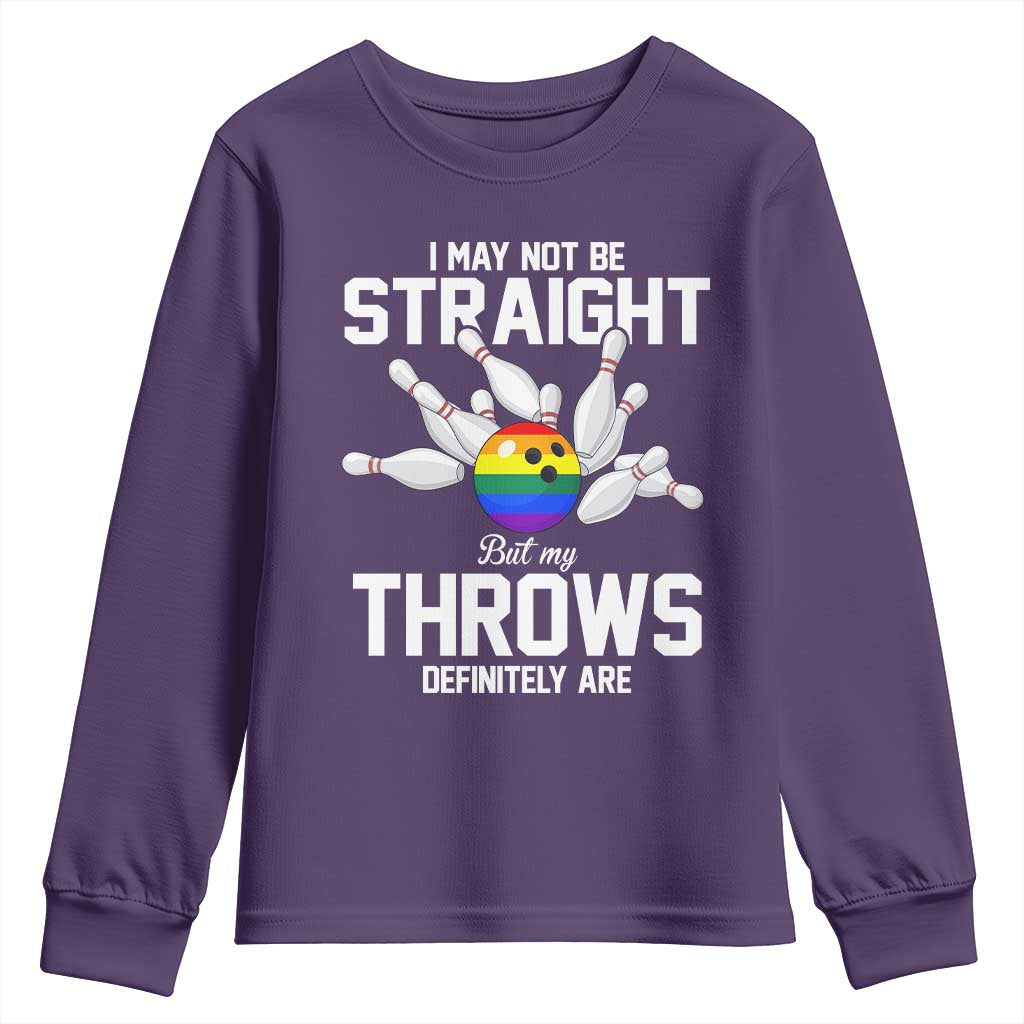 Funny LGBTQ Bowling Youth Sweatshirt I May Not Be Straight But My Throws Are
