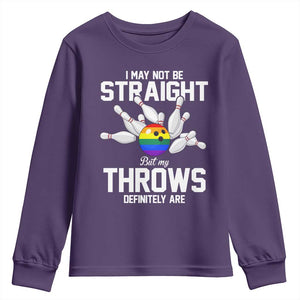 Funny LGBTQ Bowling Youth Sweatshirt I May Not Be Straight But My Throws Are