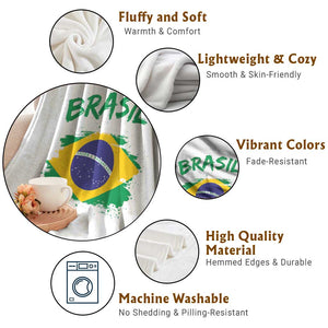 Vintage Brasil Flag Throw Blanket Brazilian Heritage Pride