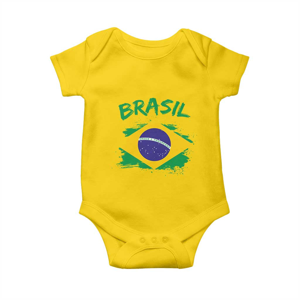 Vintage Brasil Flag Baby Onesie Brazilian Heritage Pride
