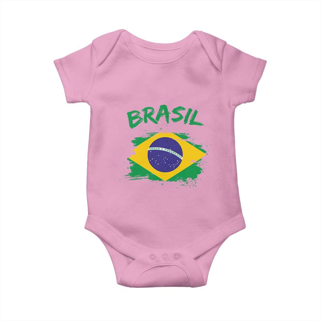 Vintage Brasil Flag Baby Onesie Brazilian Heritage Pride