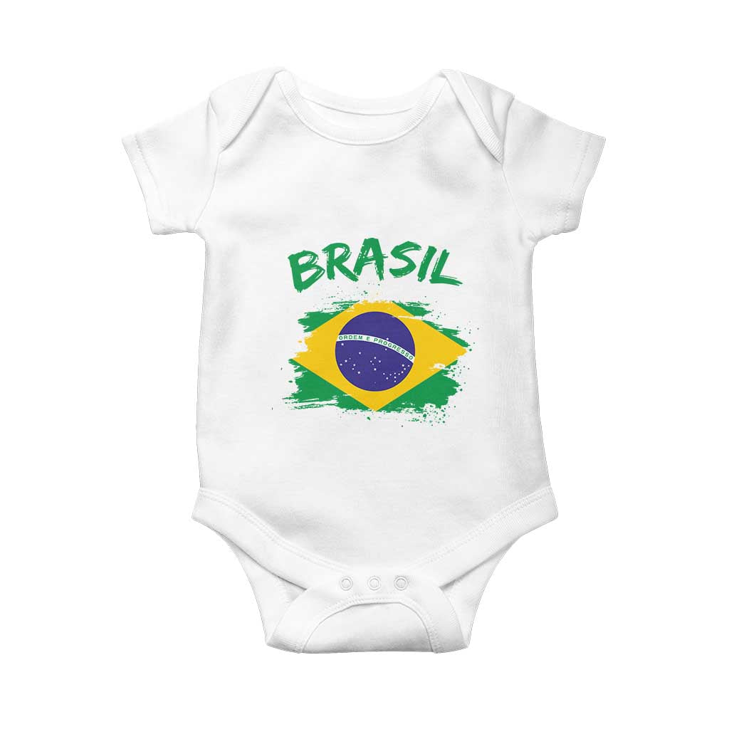 Vintage Brasil Flag Baby Onesie Brazilian Heritage Pride