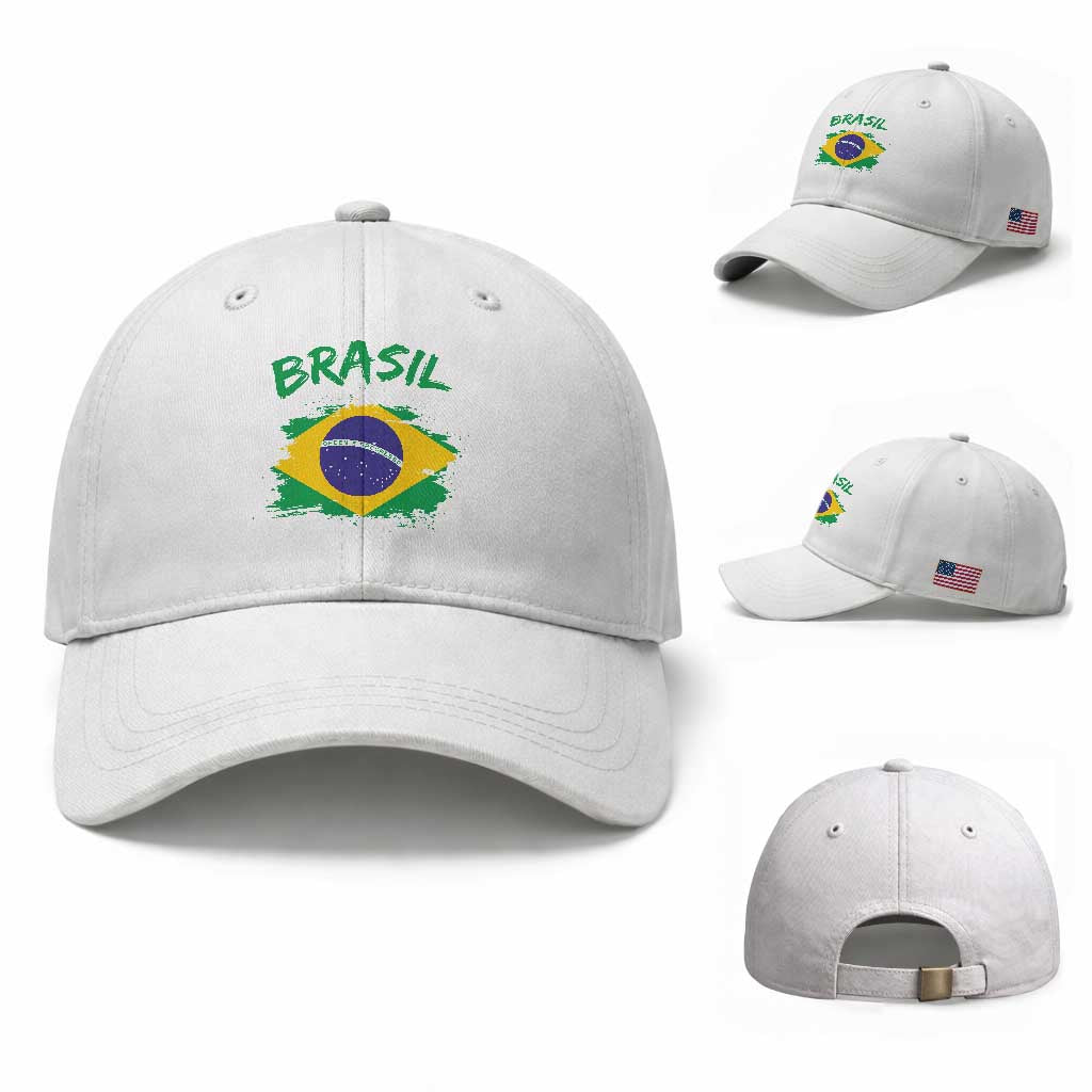 Vintage Brasil Flag Baseball Cap Brazilian Heritage Pride