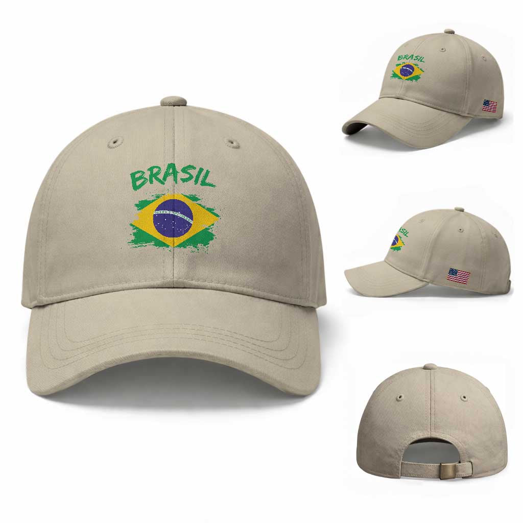 Vintage Brasil Flag Baseball Cap Brazilian Heritage Pride