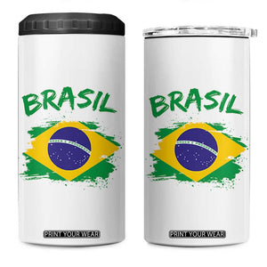Vintage Brasil Flag 4 in 1 Can Cooler Tumbler Brazilian Heritage Pride