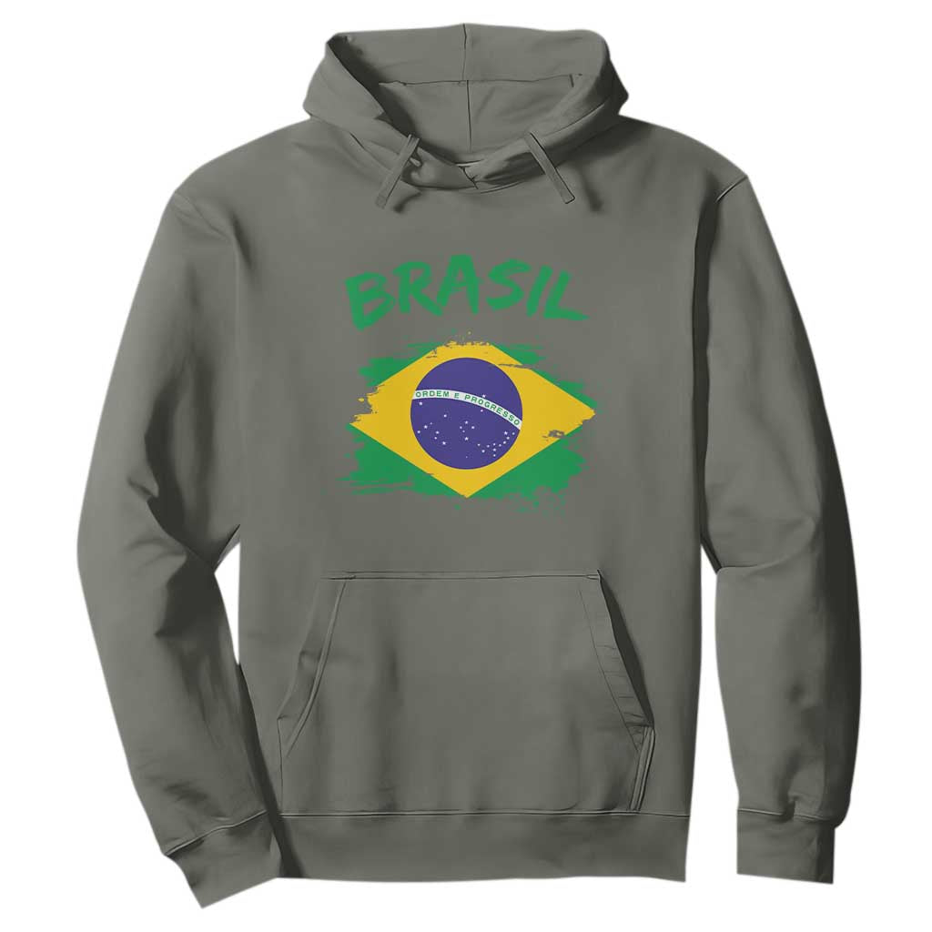 Vintage Brasil Flag Hoodie Brazilian Heritage Pride