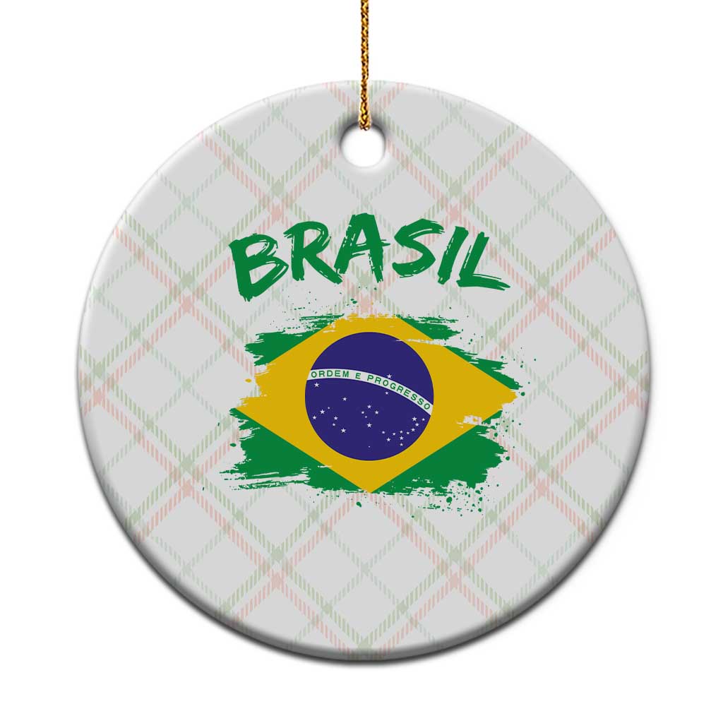 Vintage Brasil Flag Ceramic Ornament Brazilian Heritage Pride