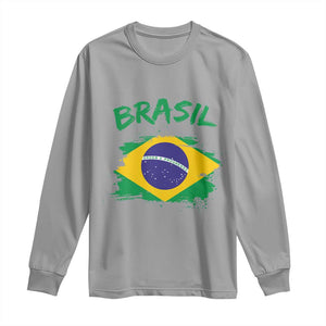Vintage Brasil Flag Long Sleeve Shirt Brazilian Heritage Pride
