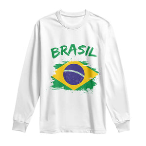 Vintage Brasil Flag Long Sleeve Shirt Brazilian Heritage Pride