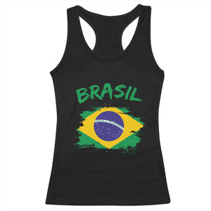 Vintage Brasil Flag Racerback Tank Top Brazilian Heritage Pride