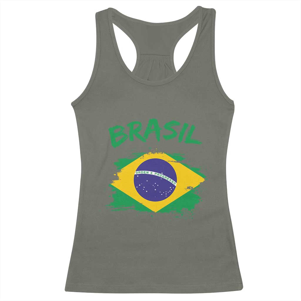 Vintage Brasil Flag Racerback Tank Top Brazilian Heritage Pride