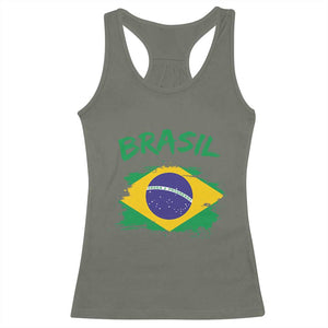 Vintage Brasil Flag Racerback Tank Top Brazilian Heritage Pride