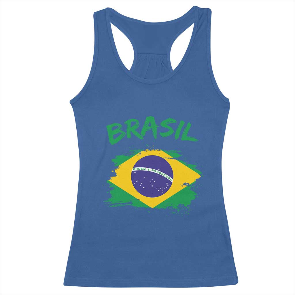 Vintage Brasil Flag Racerback Tank Top Brazilian Heritage Pride
