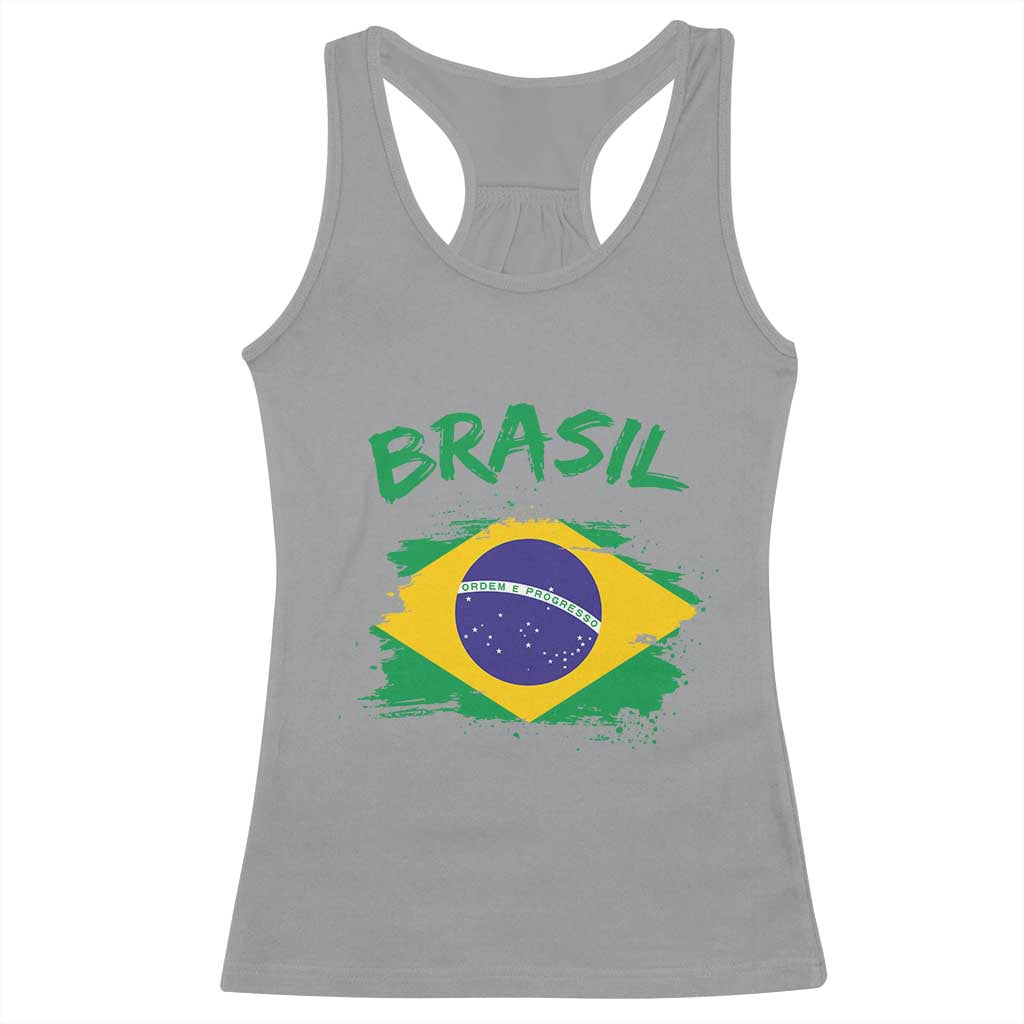 Vintage Brasil Flag Racerback Tank Top Brazilian Heritage Pride