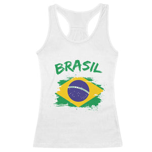 Vintage Brasil Flag Racerback Tank Top Brazilian Heritage Pride