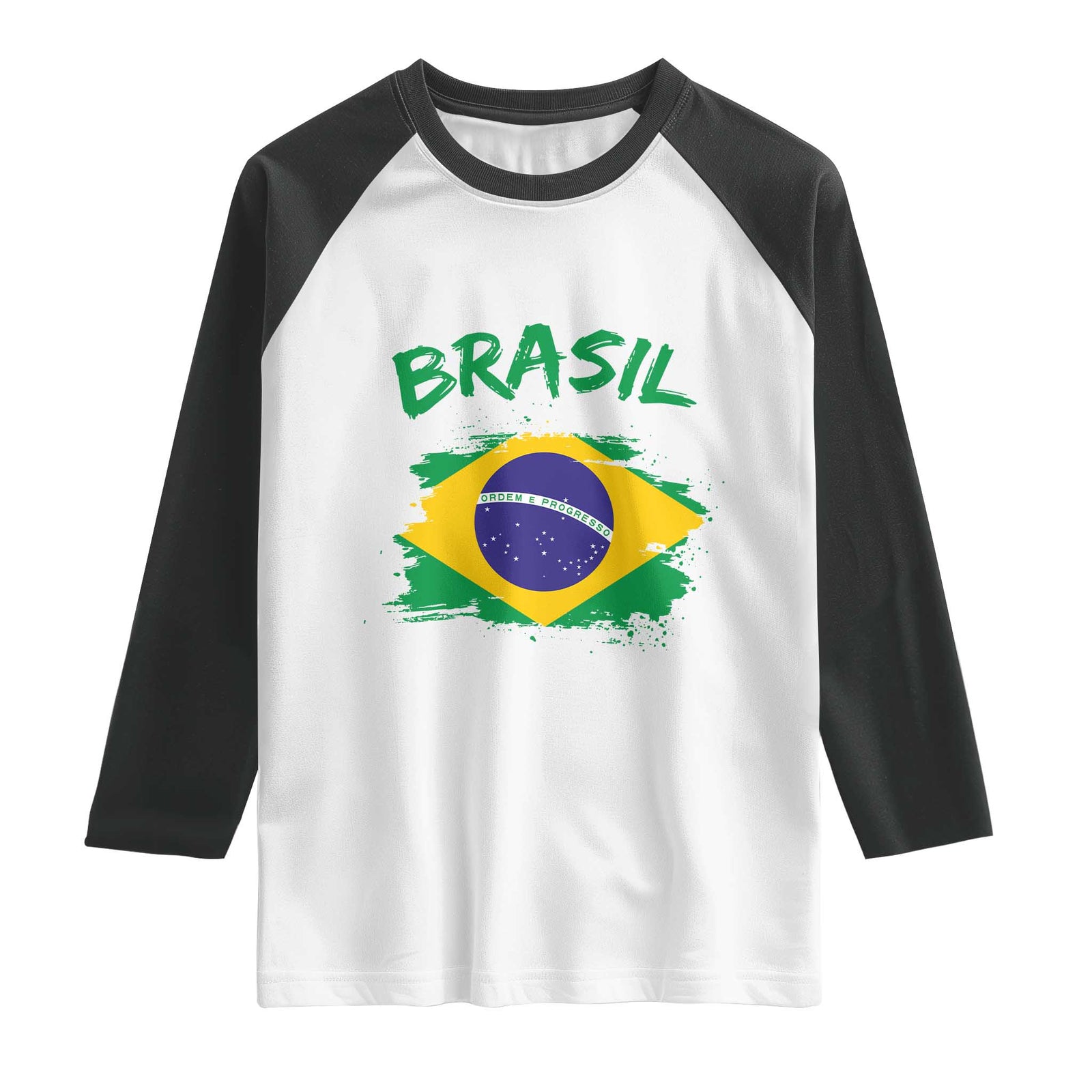 Vintage Brasil Flag Raglan Shirt Brazilian Heritage Pride TS12 White Black Print Your Wear