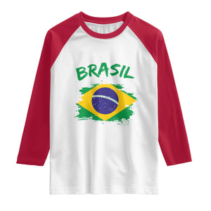 Vintage Brasil Flag Raglan Shirt Brazilian Heritage Pride