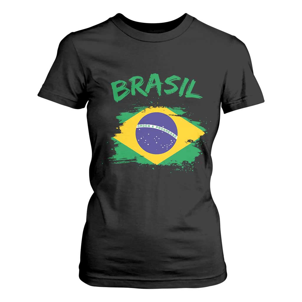Vintage Brasil Flag T Shirt For Women Brazilian Heritage Pride