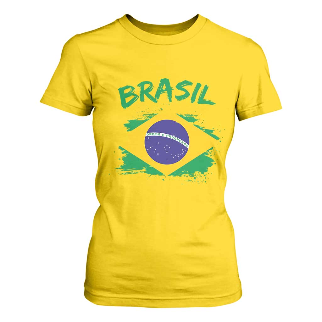 Vintage Brasil Flag T Shirt For Women Brazilian Heritage Pride