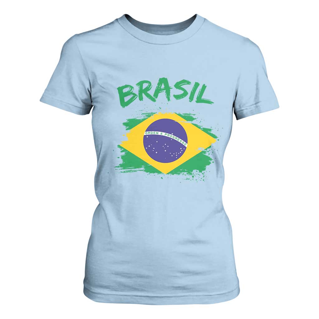 Vintage Brasil Flag T Shirt For Women Brazilian Heritage Pride
