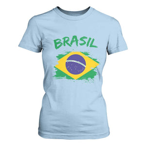 Vintage Brasil Flag T Shirt For Women Brazilian Heritage Pride
