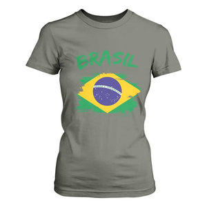Vintage Brasil Flag T Shirt For Women Brazilian Heritage Pride