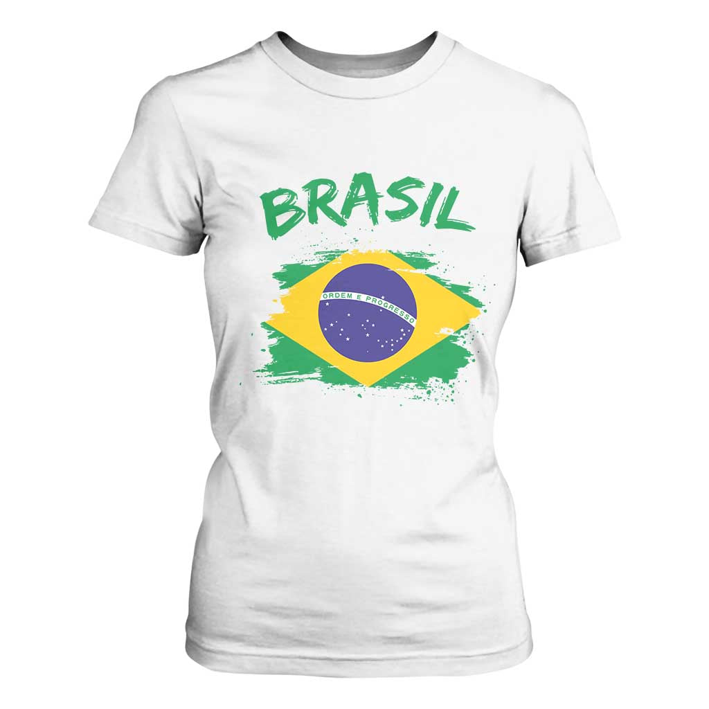 Vintage Brasil Flag T Shirt For Women Brazilian Heritage Pride