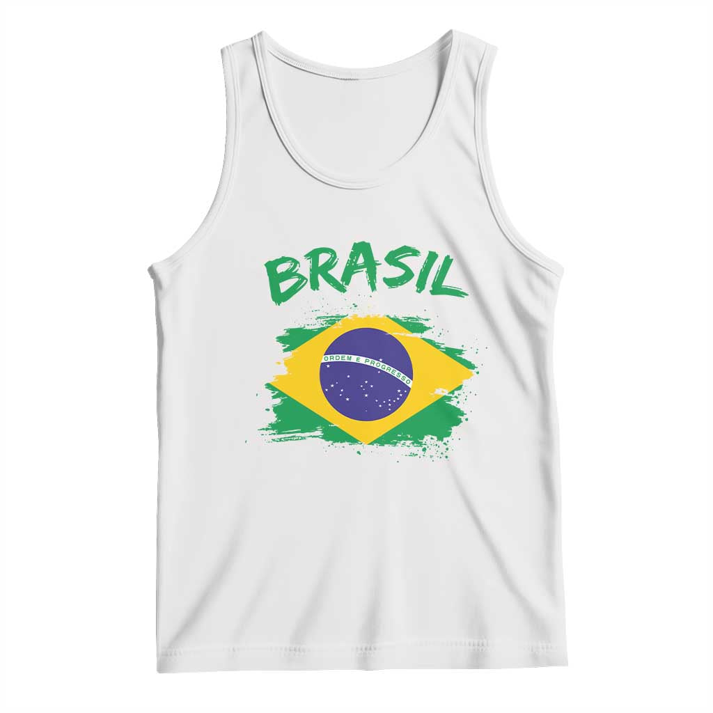 Vintage Brasil Flag Tank Top Brazilian Heritage Pride TS12 White Print Your Wear
