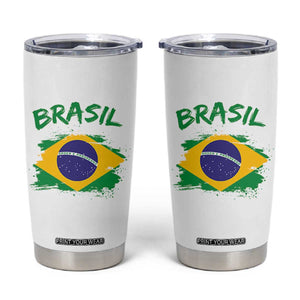Vintage Brasil Flag Tumbler Cup Brazilian Heritage Pride