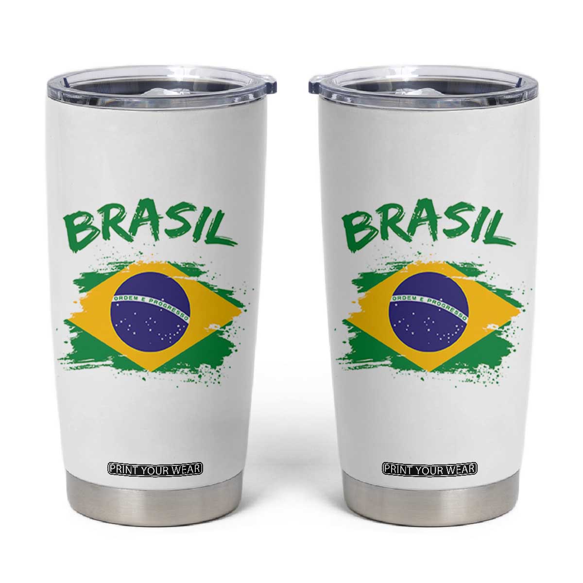 Vintage Brasil Flag Tumbler Cup Brazilian Heritage Pride TS12 White Print Your Wear