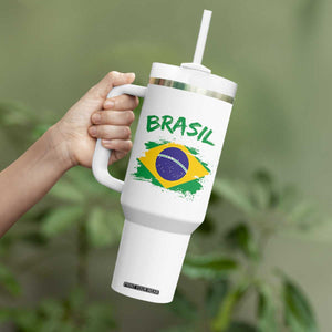 Vintage Brasil Flag Tumbler With Handle Brazilian Heritage Pride
