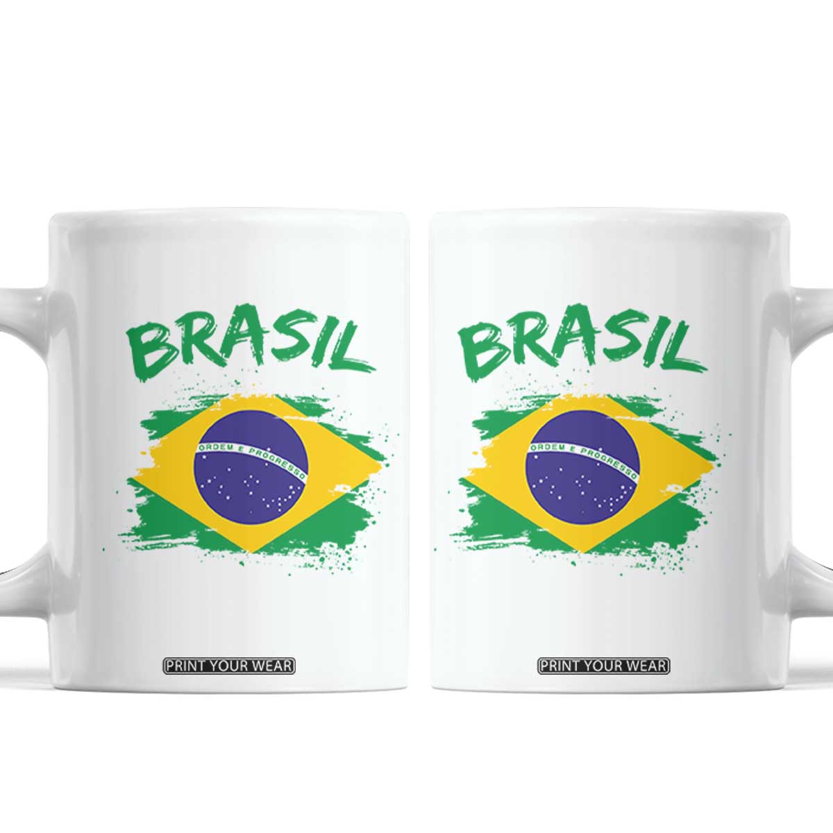 Vintage Brasil Flag Coffee Mug Brazilian Heritage Pride